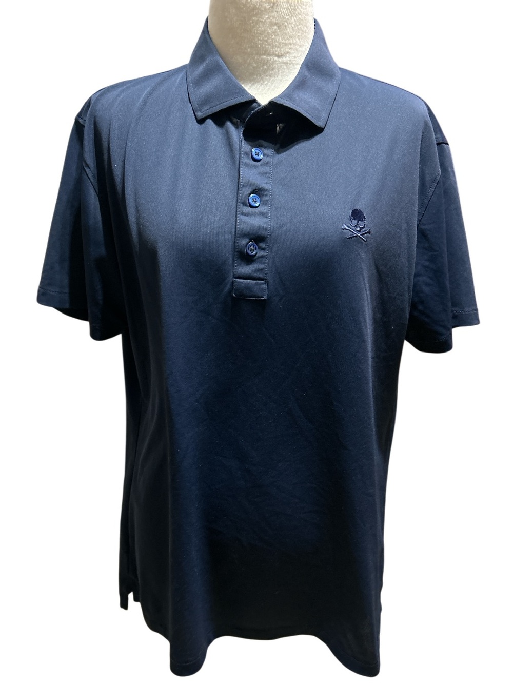 G/FORE Men's Navy Polo with Skull Logo Size M
